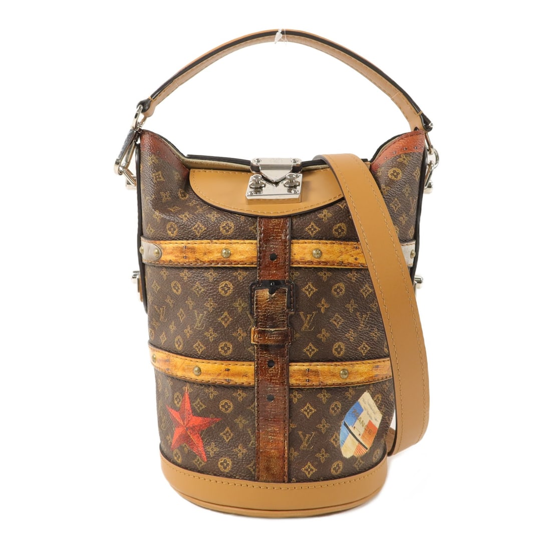 Louis Vuitton Time Trunk Duffle 2 Way Bag Monogram Brown M52276: Louis Vuitton Time Trunk Duffle 2 Way Bag Monogram Brown M52276 Louis Vuitton LV SHW Time Trunk Duffle 2 Way Shoulder Bag, model M52276, in brown Monogram and PVC coated canvas. This women's regular-s