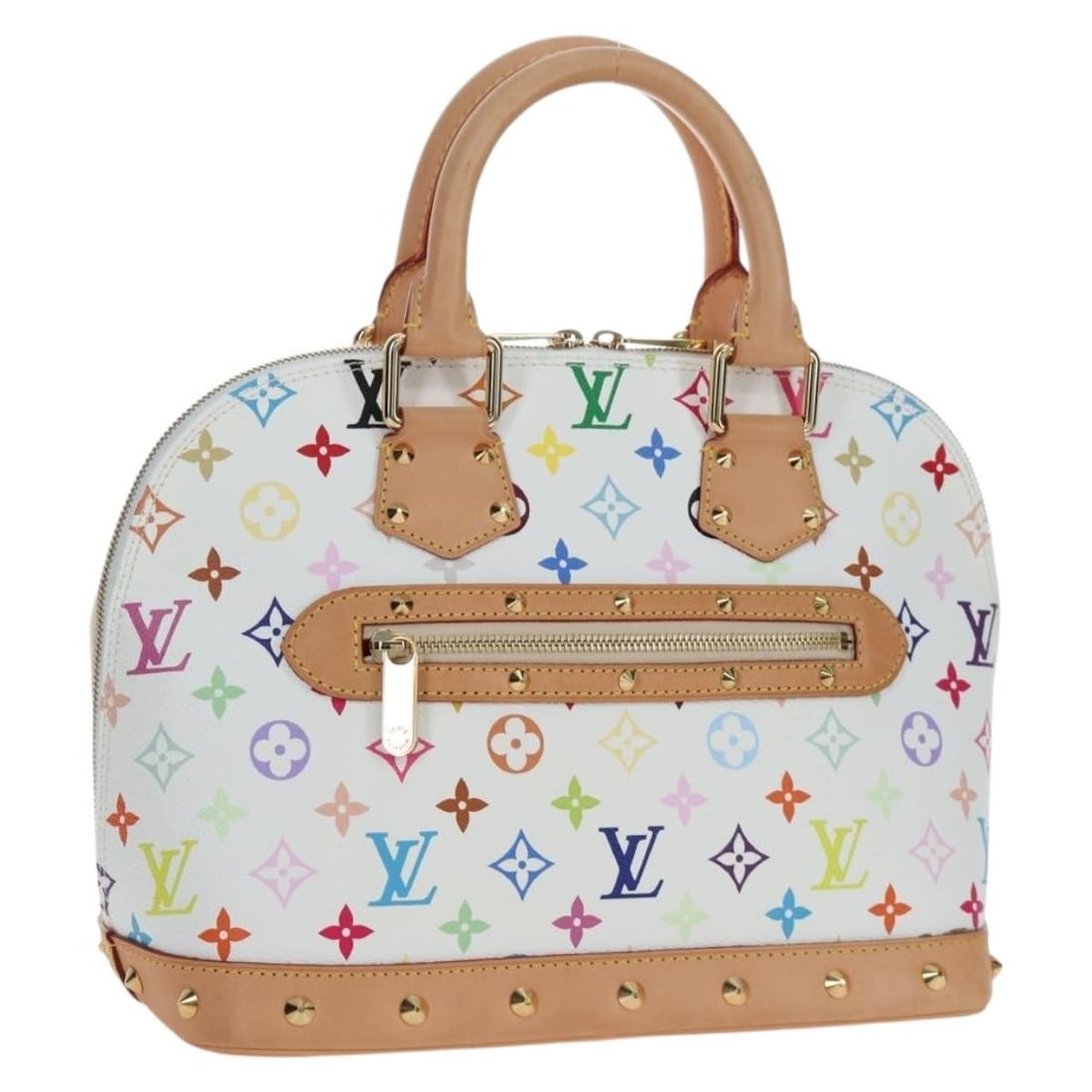 Louis Vuitton Alma GM White Multicolor Canvas Handbag M40441: Louis Vuitton Alma GM White Multicolor Canvas Handbag M40441 Louis Vuitton Alma GM handbag in white Monogram Multicolor canvas. Made in France, this women's handbag includes a dust bag. Condition is r