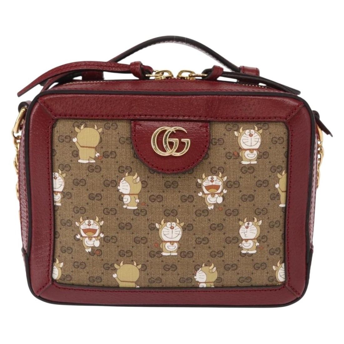 Doraemon Ophidia Mini Camera Bag Gucci Coated Canvas Zip Around: Doraemon Ophidia Mini Camera Bag Gucci Coated Canvas Zip Around This female Gucci Doraemon Ophidia Zip Around Camera Bag features a beige printed mini GG coated canvas design. It is crafted in Italy a