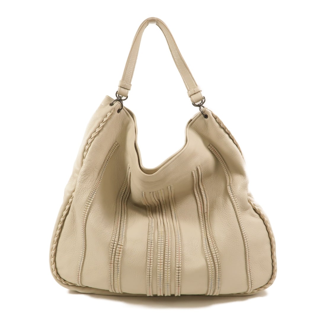 BOTTEGA VENETA BV white calfskin shoulder bag: BOTTEGA VENETA BV white calfskin shoulder bag Bottega Veneta shoulder bag in white calfskin leather with a magnetic pocket and an interior featuring one open pocket and one zip pocket. Made in Italy. 