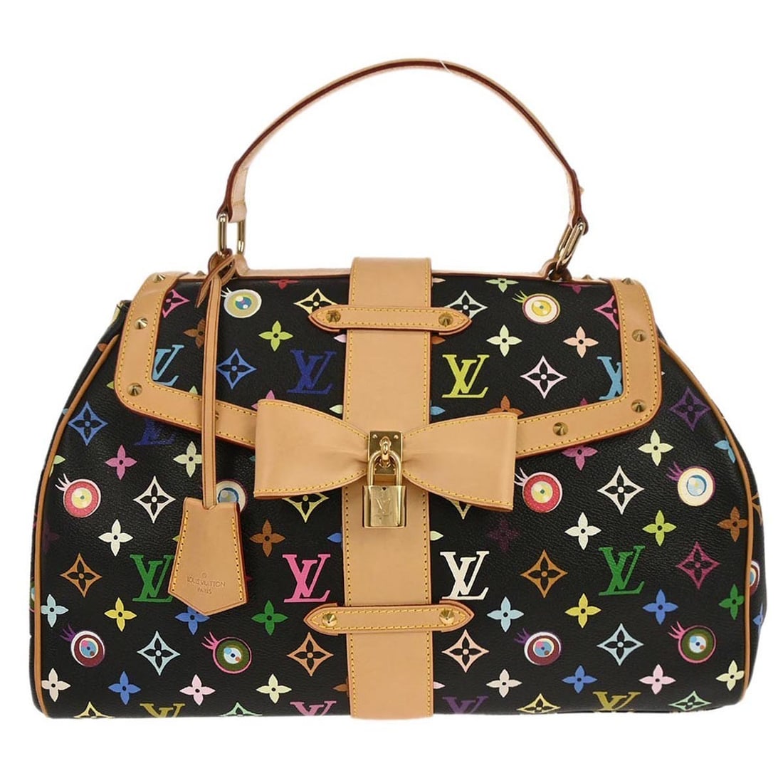 Louis Vuitton Sac Retro GM Black Eye Love Monogram Top Handle Bag: Louis Vuitton Sac Retro GM Black Eye Love Monogram Top Handle Bag Vintage Louis Vuitton Sac Retro GM handbag in black Eye Love Monogram canvas with leather trim. This top-handle design features a flap