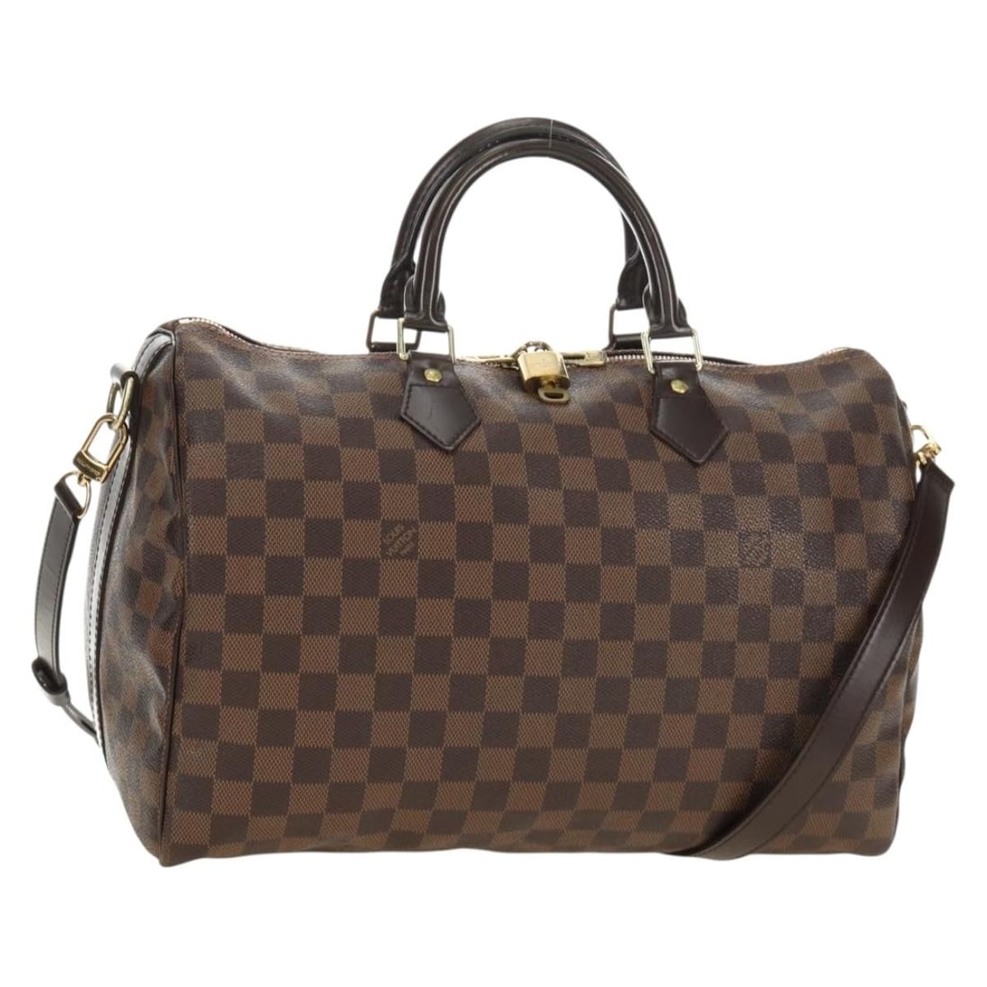 Louis Vuitton Speedy Bandouliere 35 Damier Ebene handbag N41366: Louis Vuitton Speedy Bandouliere 35 Damier Ebene handbag N41366 Louis Vuitton Speedy Bandouliere 35 handbag in Damier Ebene canvas, made in France. This women's bag includes a dust bag, padlock, one k