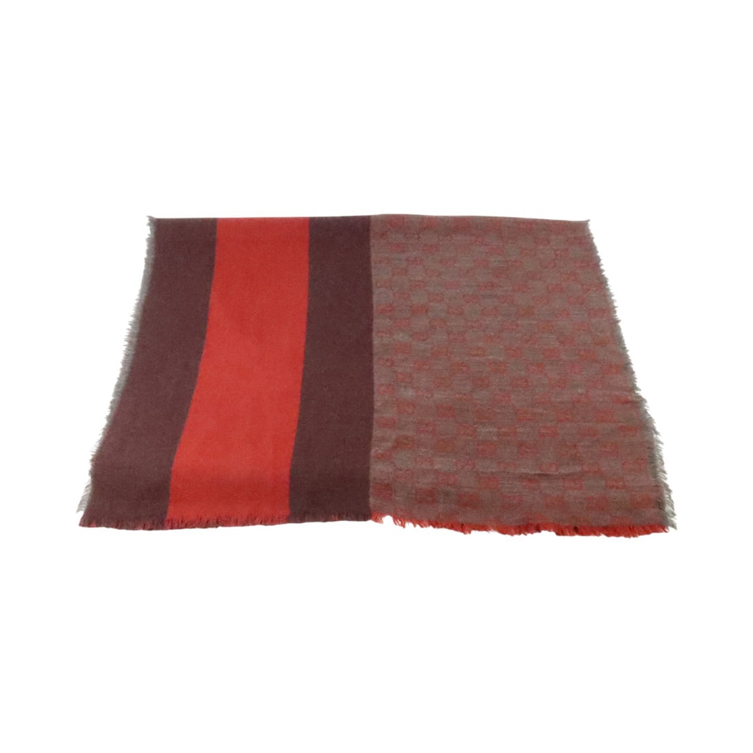Gucci GG Women Scarf Wool Silk 180x65cm Red Gray (1 of 8)