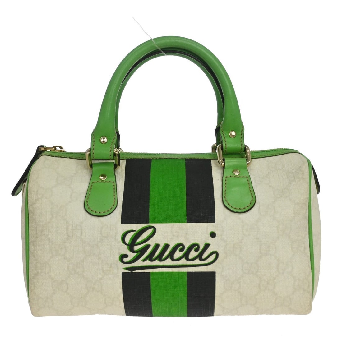 Gucci Joy Line Small Top Handle Bag Beige GG Canvas Leather: Gucci Joy Line Small Top Handle Bag Beige GG Canvas Leather Vintage Gucci Joy Line top handle handbag in beige with a coated PVC canvas and leather exterior. This small bag features a zip closure, gre