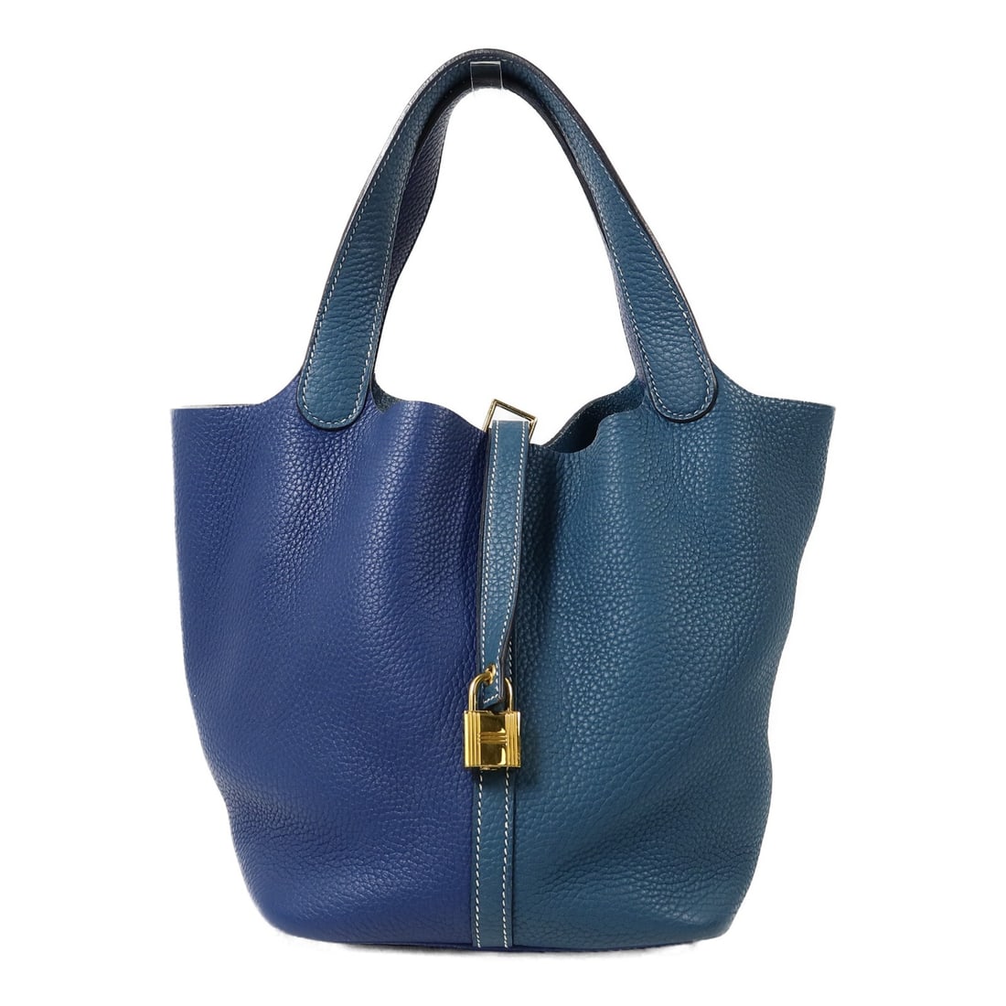 Hermes Picotin MM Taurillon Clemence Handbag Blue Vert Bosphore GHW (1 of 15)