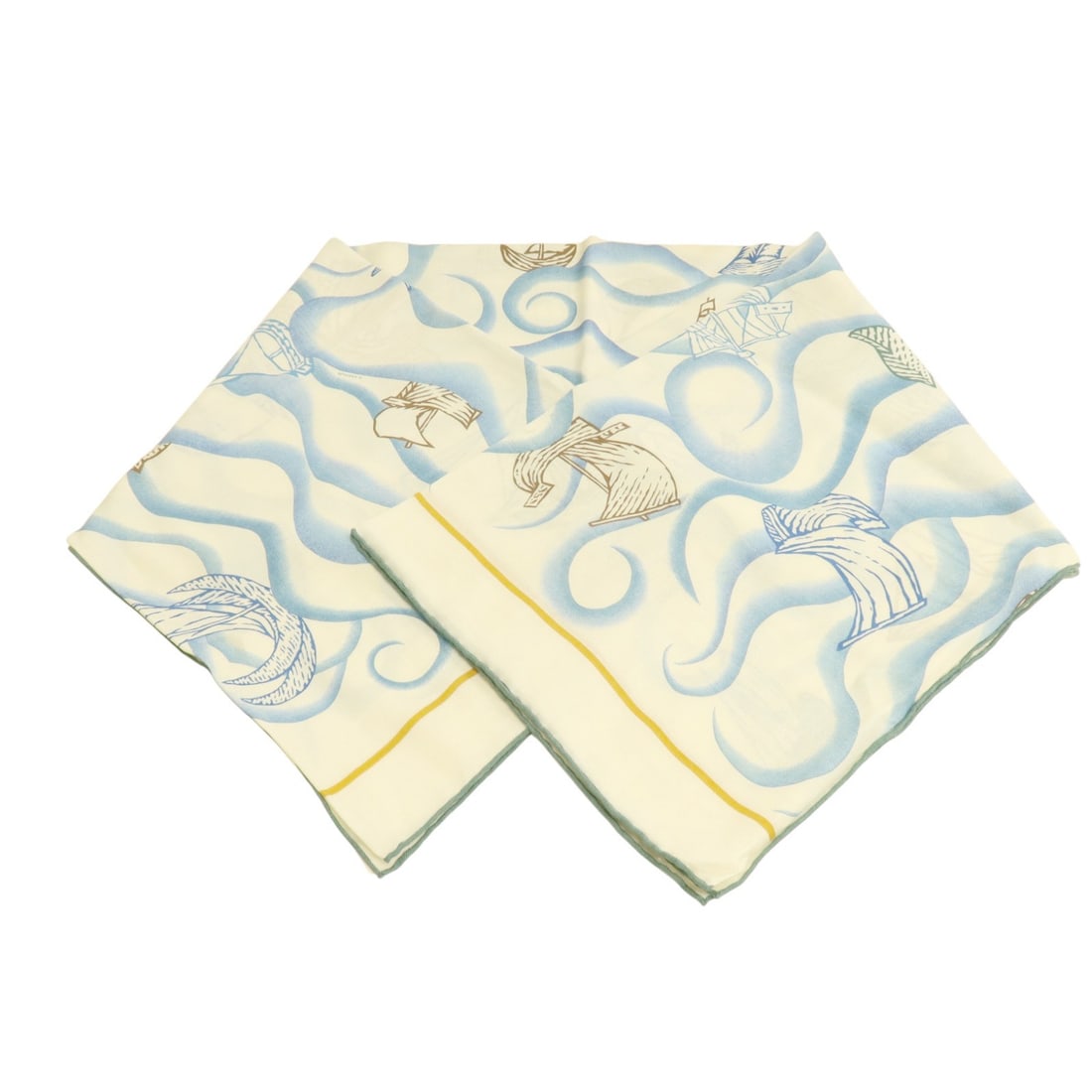 Hermes Cashmere Silk 140x140cm Women's Scarf White Blue Green: Hermes Cashmere Silk 140x140cm Women's Scarf White Blue Green A HERMES women's scarf in a white, blue, green, and multicolor design, made from cashmere and silk. It measures 140 cm x 140 cm and is des
