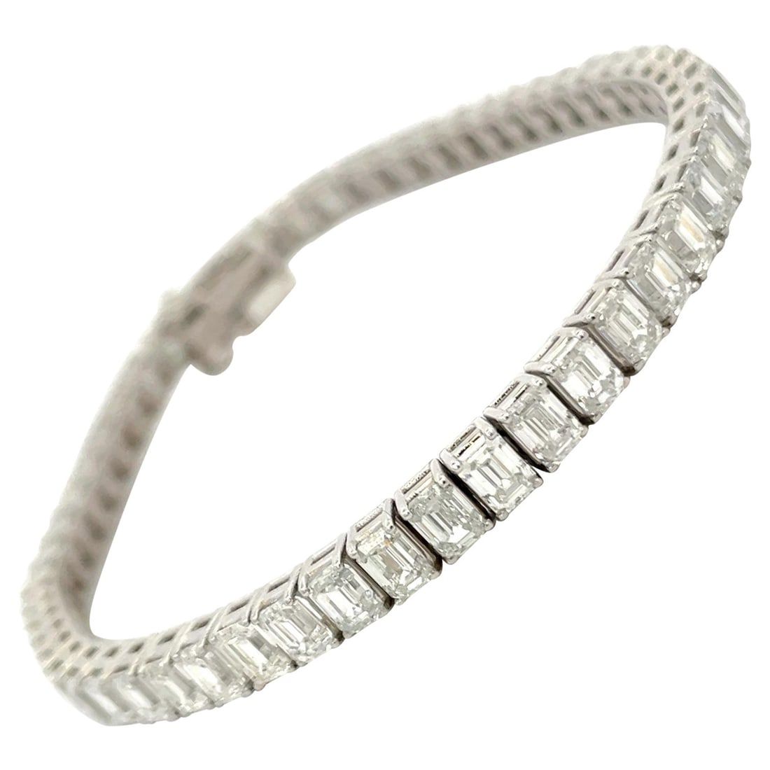 Harbor Diamonds Emerald Cut Diamond Tennis Bracelet 13.04 Carats in 14K White Gold (1 of 10)