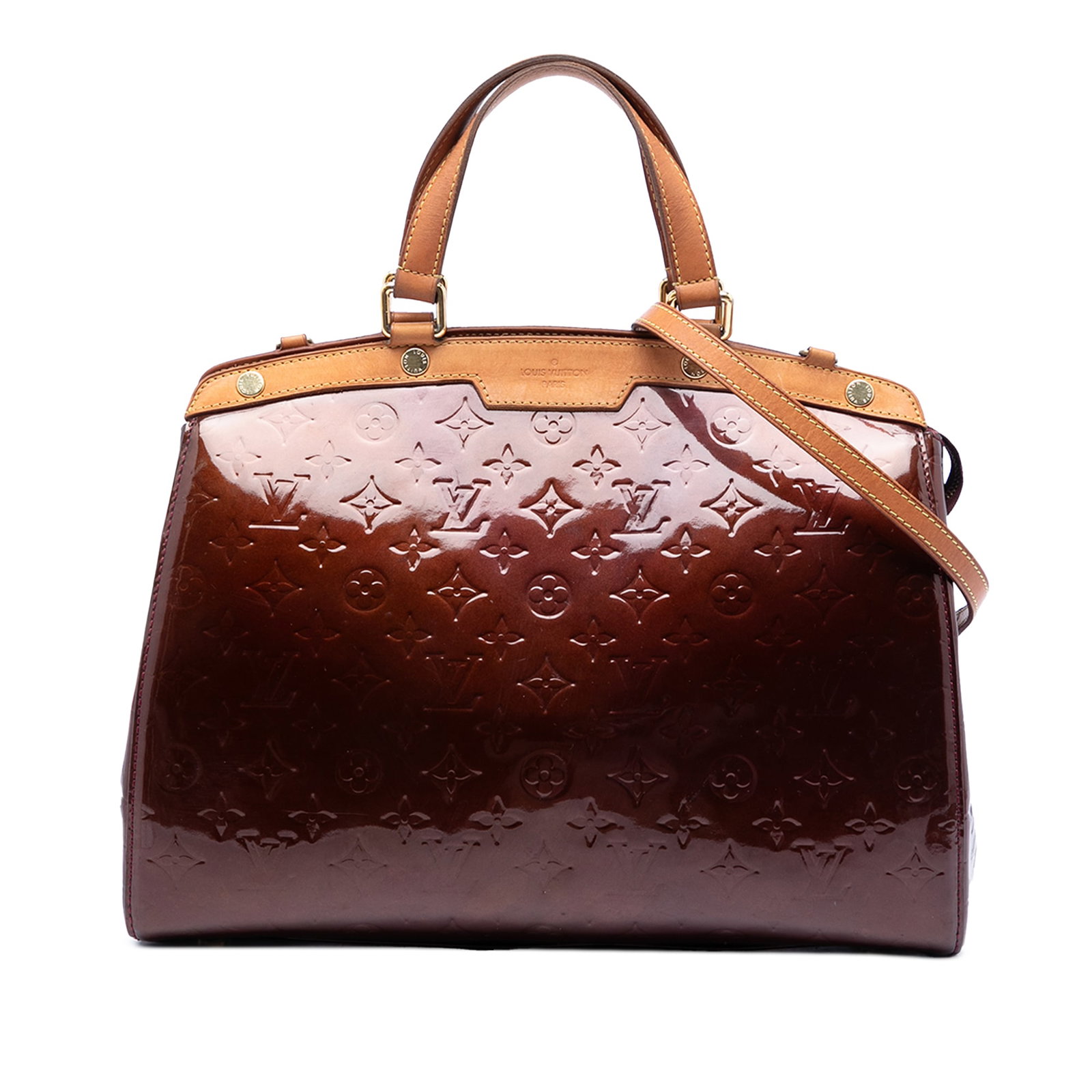 Louis Vuitton Brea GM Monogram Vernis leather handbag: Louis Vuitton Brea GM Monogram Vernis leather handbag Louis Vuitton Monogram Vernis Brea GM handbag crafted in vernis leather with flat vachetta leather handles and a detachable flat vachetta leather 