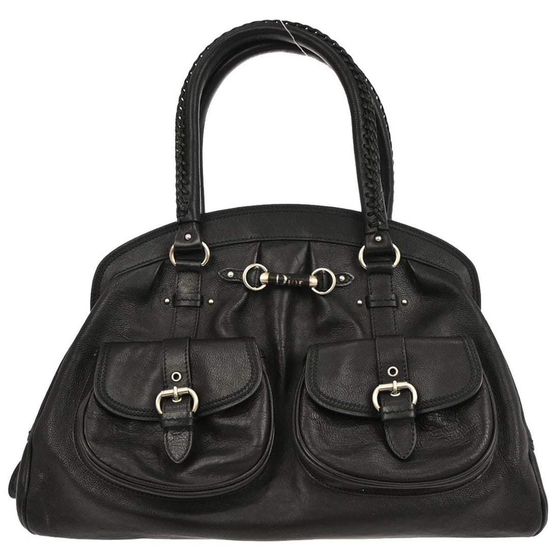 Dior My Dior Black Leather Large Duffle Handbag Italy: Dior My Dior Black Leather Large Duffle Handbag Italy Christian Dior My Dior black leather duffle handbag in large size, made in Italy. It features a zipper closure, double handles, and an all-black l
