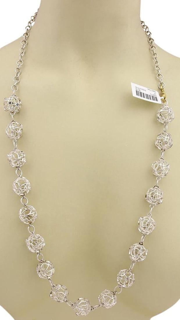 Gurhan Topaz Cage Ball Necklace Sterling Silver 24k Gold Overlay 30.5" (1 of 5)