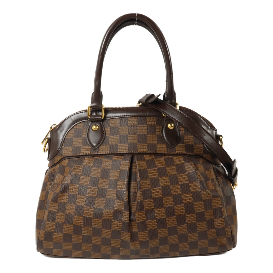 Louis Vuitton Trevi PM N51997 2 Way Bag Damier Brown: Louis Vuitton Trevi PM N51997 2 Way Bag Damier Brown Louis Vuitton Trevi PM 2-way shoulder bag in brown Damier PVC coated canvas. This women's bag features dual carry options with top handles and a de