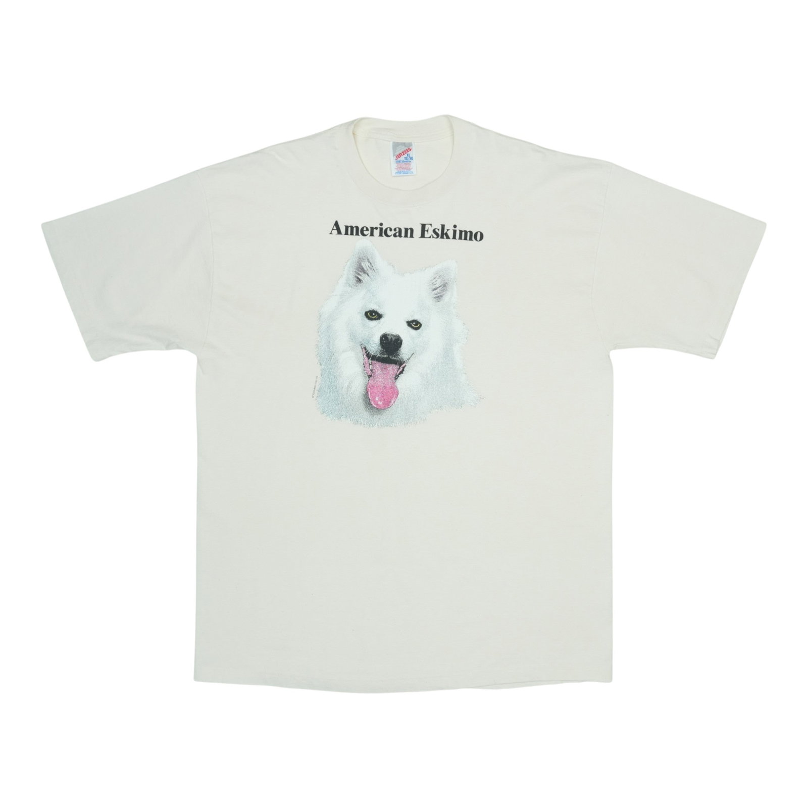 Vintage 1990s American Eskimo Dog Cotton T Shirt Tan XL (1 of 5)