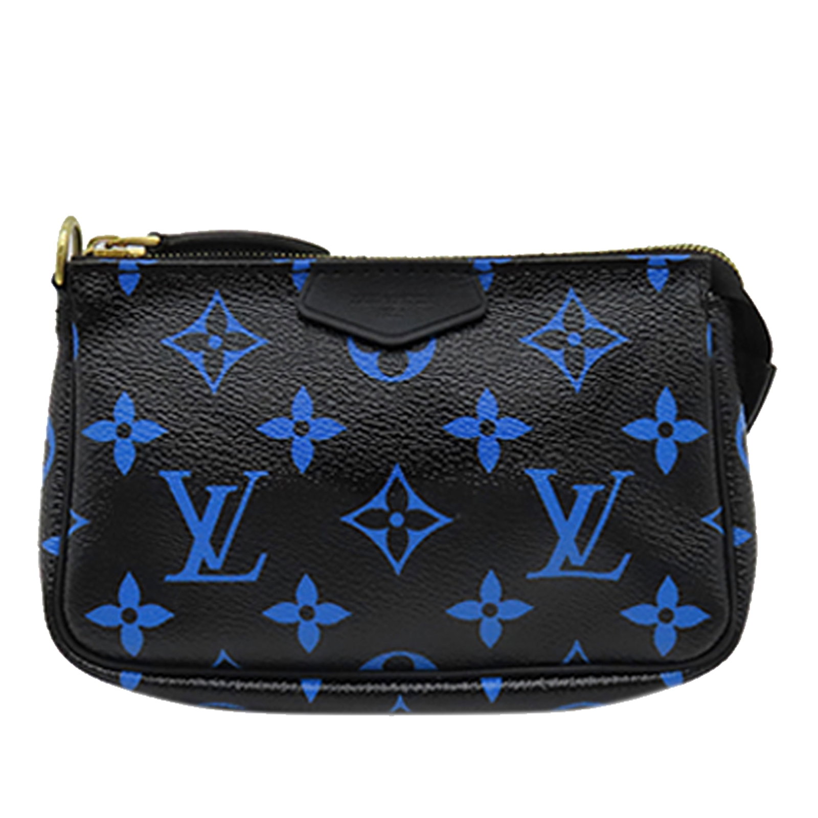 Louis Vuitton Mini Pochette Accessories in Colored Monogram Canvas: Louis Vuitton Mini Pochette Accessories in Colored Monogram Canvas Louis Vuitton Colored Monogram Mini Pochette Accessories in black fabric with a colored monogram canvas body, chain link strap, and t