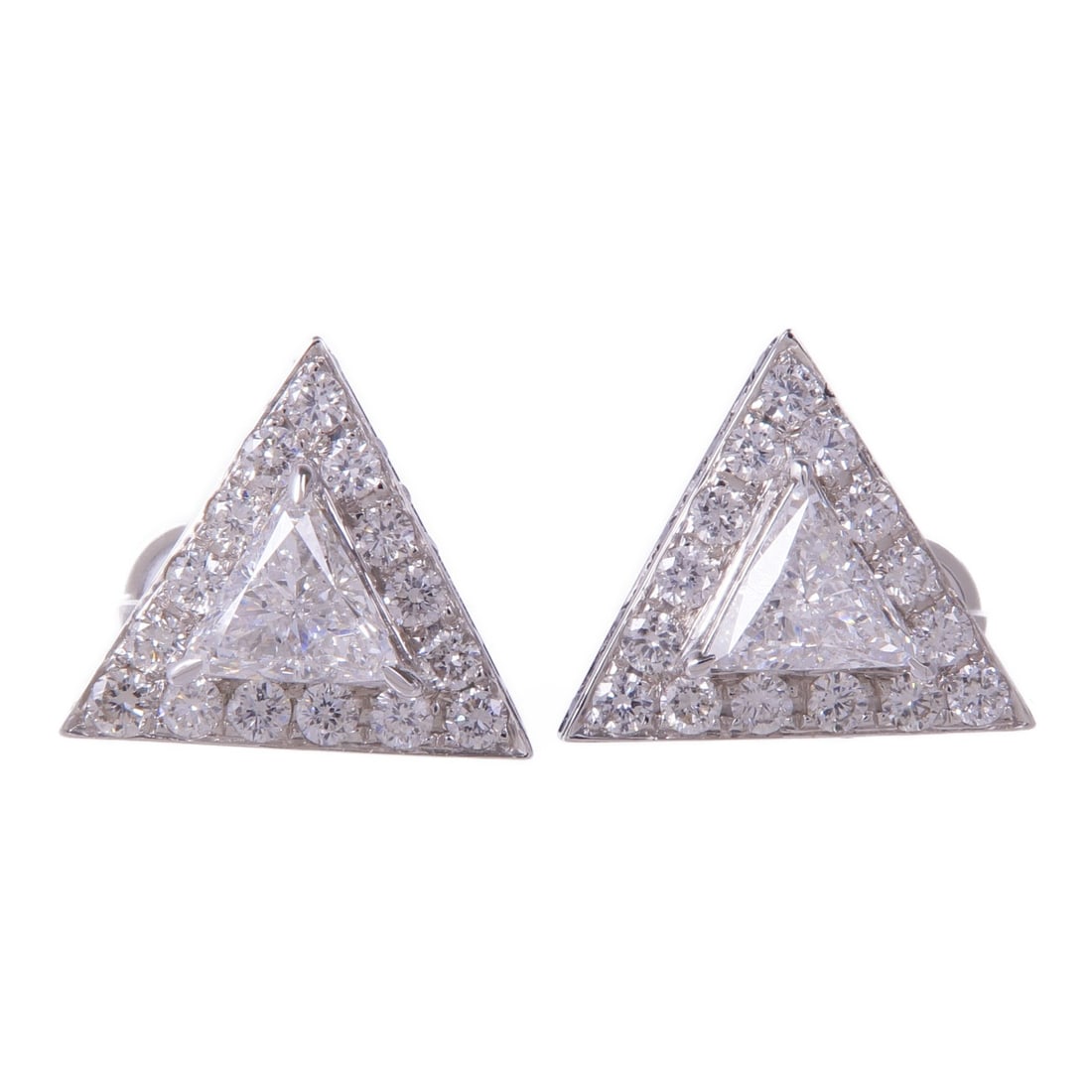 Pierced Diamond Earrings in 18K White Gold: Pierced Diamond Earrings in 18K White Gold Pierced earrings in 18K white gold with diamond accents. The earrings are described as clear in color and intended for women. Condition is AB: Very Good. Acc