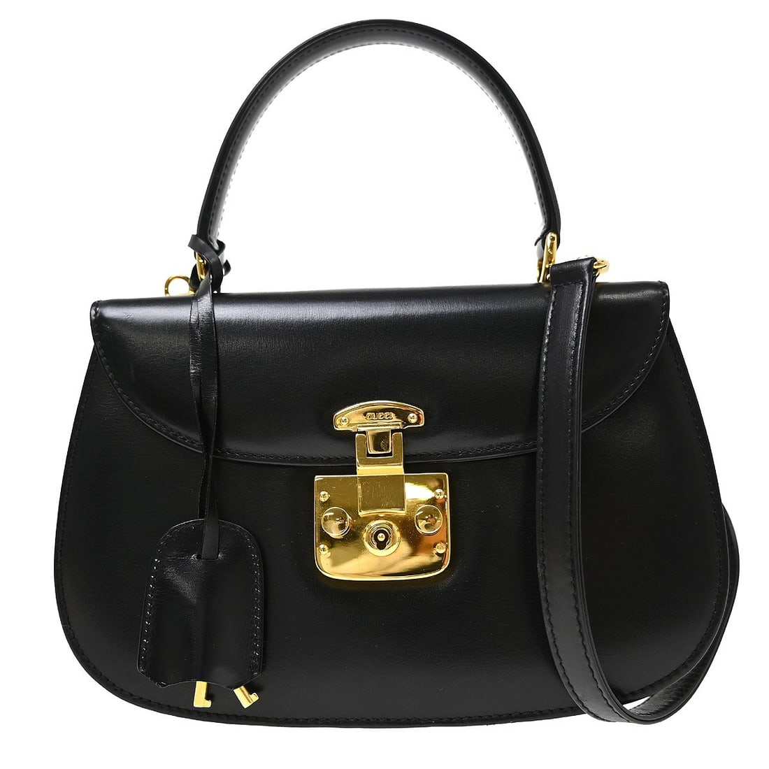 Gucci Lady Lock black leather top handle bag with strap 000 46 0210 (1 of 11)