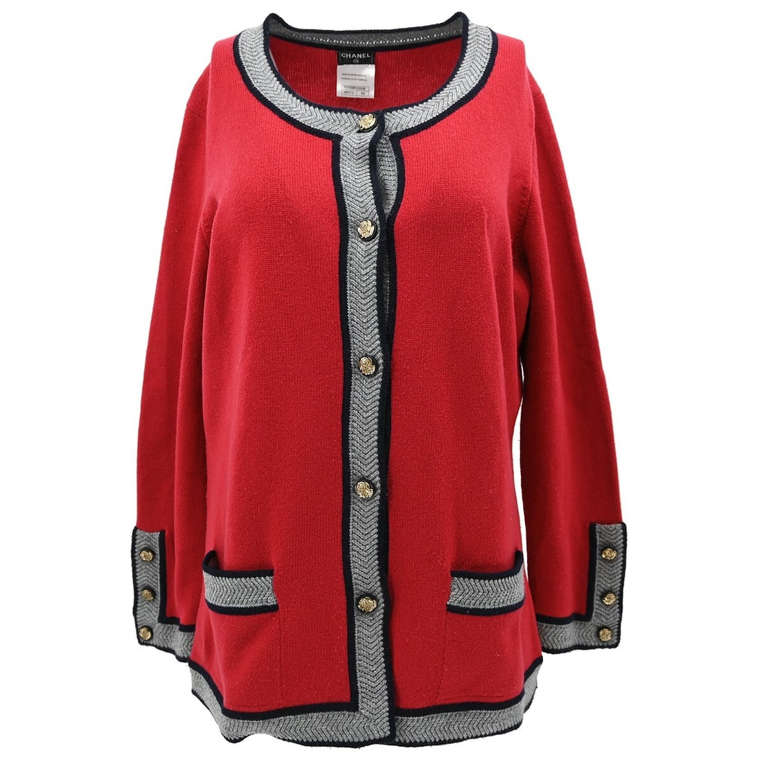 CHANEL P37398K02428 cashmere cardigan size 44 red knit (1 of 10)