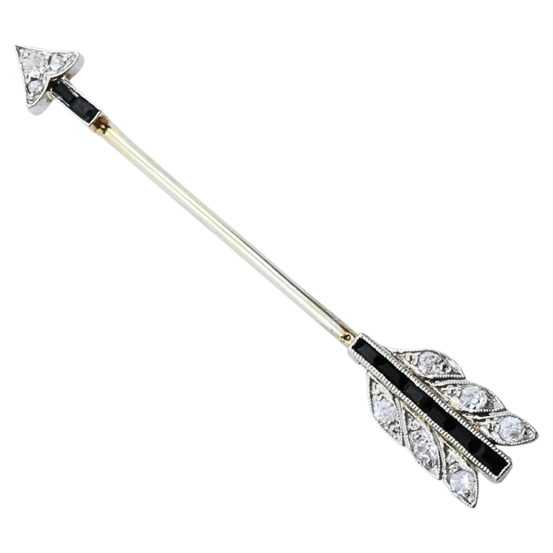 Art Deco Arrow Jabot Pin in 18k Gold with Diamonds (1 of 9)