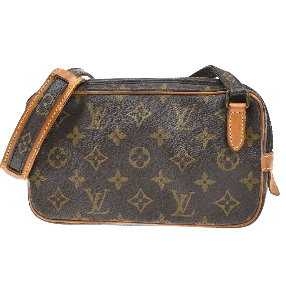 Louis Vuitton Pochette Marly Bandouliere Monogram Canvas Bag: Louis Vuitton Pochette Marly Bandouliere Monogram Canvas Bag The Louis Vuitton Pochette Marly Bandouliere Bag features the signature monogram canvas in brown, designed for unisex use. This bag is craf