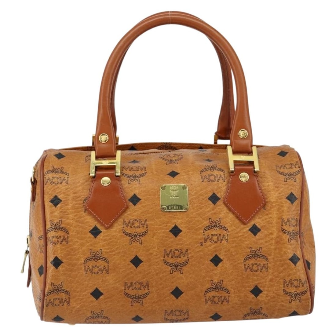 MCM Visetos Brown Canvas Leather Handbag 26cm x 16cm x 16cm: MCM Visetos Brown Canvas Leather Handbag 26cm x 16cm x 16cm MCM Visetos logogramme bag in brown leather, designed for women. It features a canvas and leather construction, with a good overall conditio