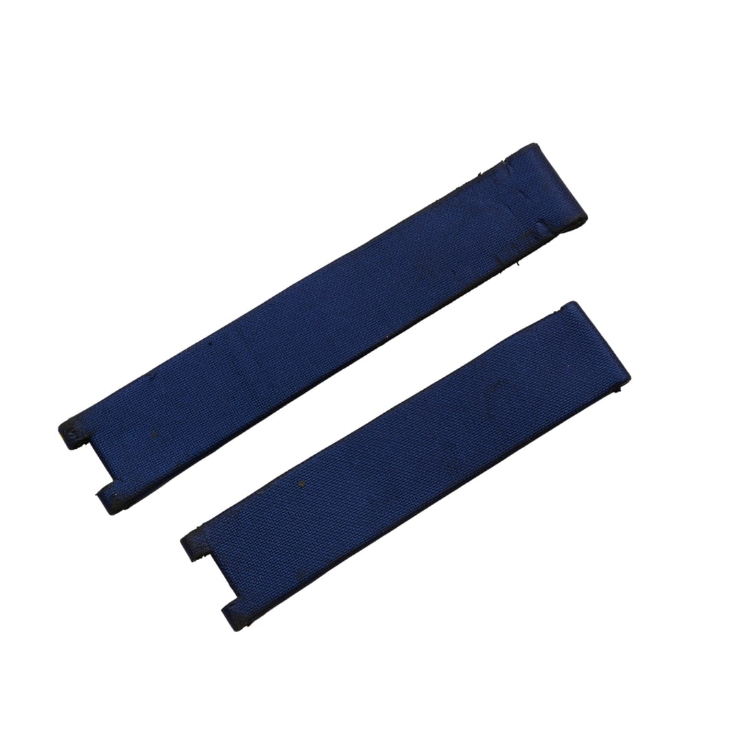 Cartier Blue Satin Two-Piece Watch Strap 17-16mm for Deployant Clasp: Cartier Blue Satin Two-Piece Watch Strap 17-16mm for Deployant Clasp This Cartier wristwatch band is a stylish two-piece strap designed for a deployant clasp. Crafted from blue satin, it measures 17-1