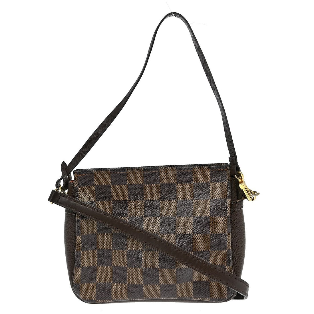 Louis Vuitton Trousse Make Up Brown Canvas Cosmetic Pouch: Louis Vuitton Trousse Make Up Brown Canvas Cosmetic Pouch Louis Vuitton Trousse Make Up in brown canvas. This makeup pouch is made in France and is presented in good condition, with light scratching o