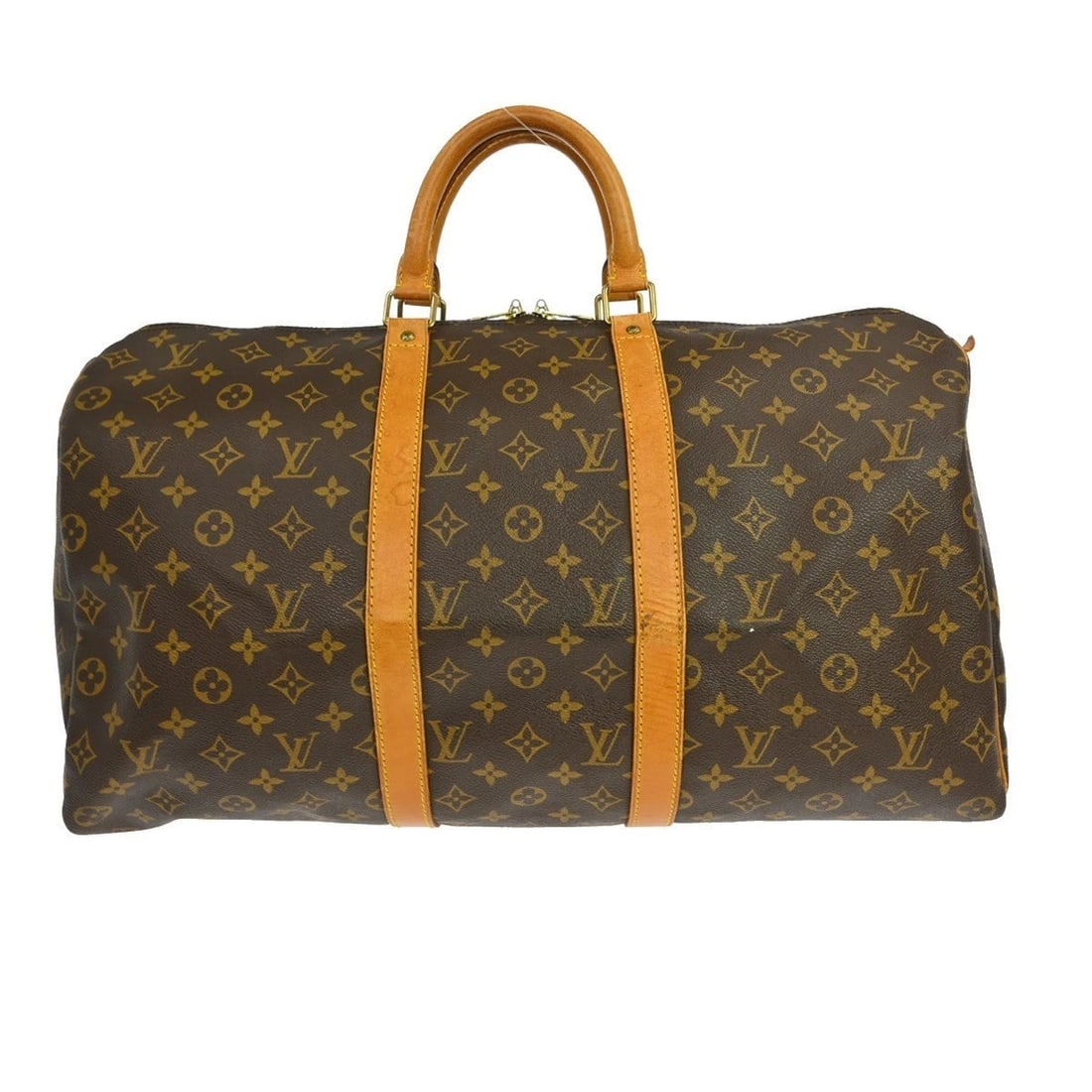 Louis Vuitton Keepall unisex brown canvas travel bag: Louis Vuitton Keepall unisex brown canvas travel bag Louis Vuitton Keepall Monogram travel bag in brown canvas. This unisex piece is made in France and is presented in fair condition, with visible wea