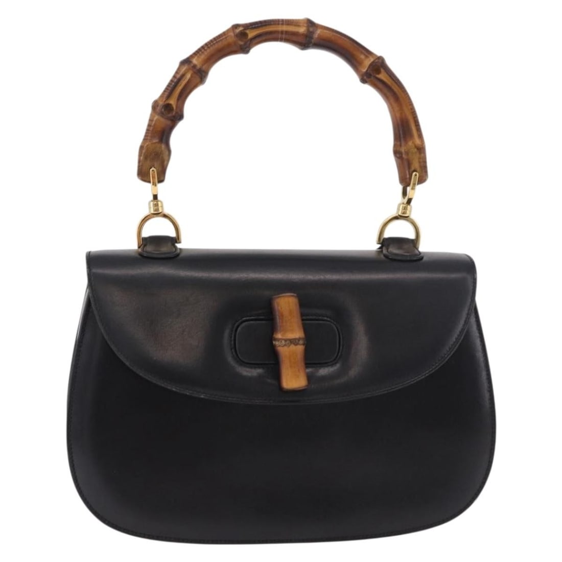 Gucci Vintage Bamboo Top Handle Leather Bag: Gucci Vintage Bamboo Top Handle Leather Bag This Gucci Vintage Convertible Bamboo Top Handle Bag is crafted from black leather and features the iconic bamboo top handle design. Made in Italy, it offer