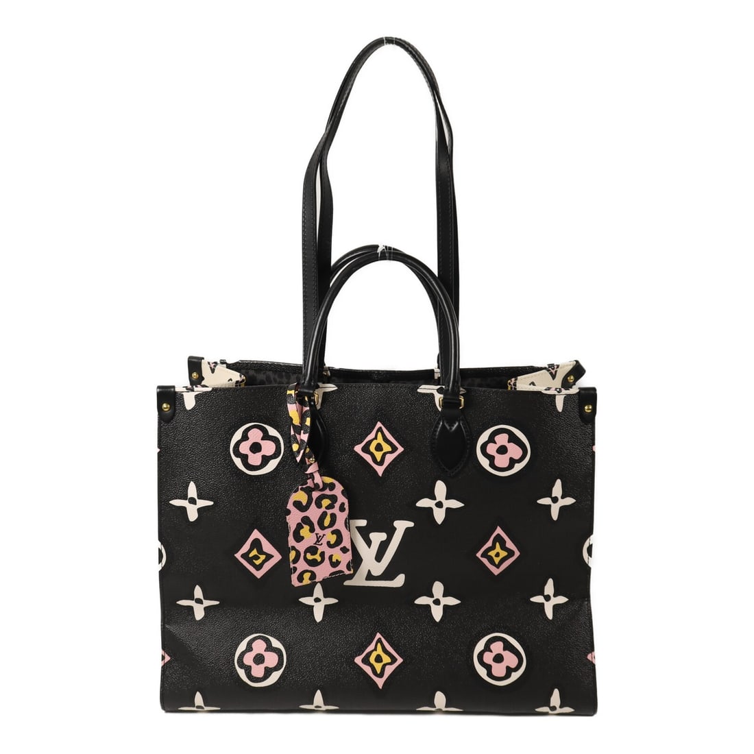 Louis Vuitton OnTheGo GM M45815 Monogram Giant 2way Shoulder Bag: Louis Vuitton OnTheGo GM M45815 Monogram Giant 2way Shoulder Bag Louis Vuitton OnTheGo GM M45815 2-way shoulder bag in Monogram Giant coated canvas with a black, white, and pink design. This women's b