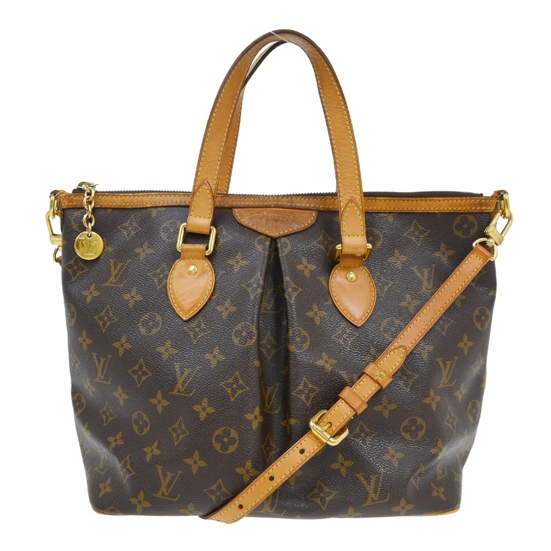 Louis Vuitton Palermo PM Monogram 2 Way Tote Shoulder Bag M40145: Louis Vuitton Palermo PM Monogram 2 Way Tote Shoulder Bag M40145 Vintage Louis Vuitton Palermo PM 2-way tote bag in brown Monogram canvas with leather trim. This women's medium tote features a buckle 