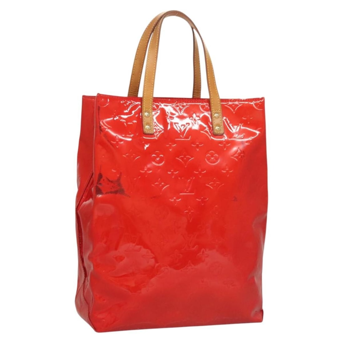 Louis Vuitton Reade red patent leather handbag: Louis Vuitton Reade red patent leather handbag This Louis Vuitton Reade Handbag features the iconic Monogram Vernis design in red patent leather. Designed for women, it offers a spacious interior and 