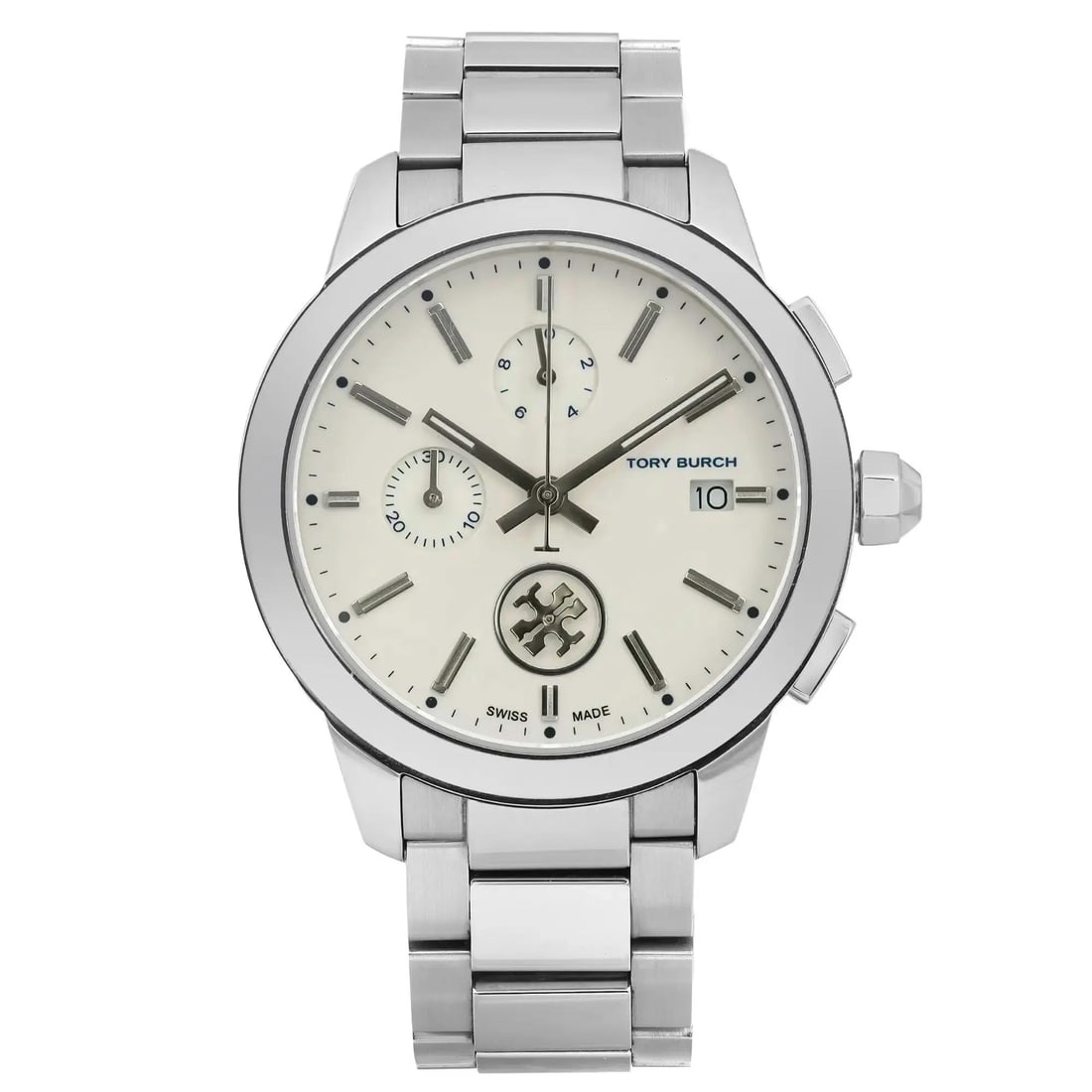 Tory Burch Collins Cream Dial Steel Quartz Ladies Watch TB1252: Tory Burch Collins Cream Dial Steel Quartz Ladies Watch TB1252 This Tory Burch Collins watch features a stylish cream dial complemented by a durable stainless steel case and bracelet, making it a perf
