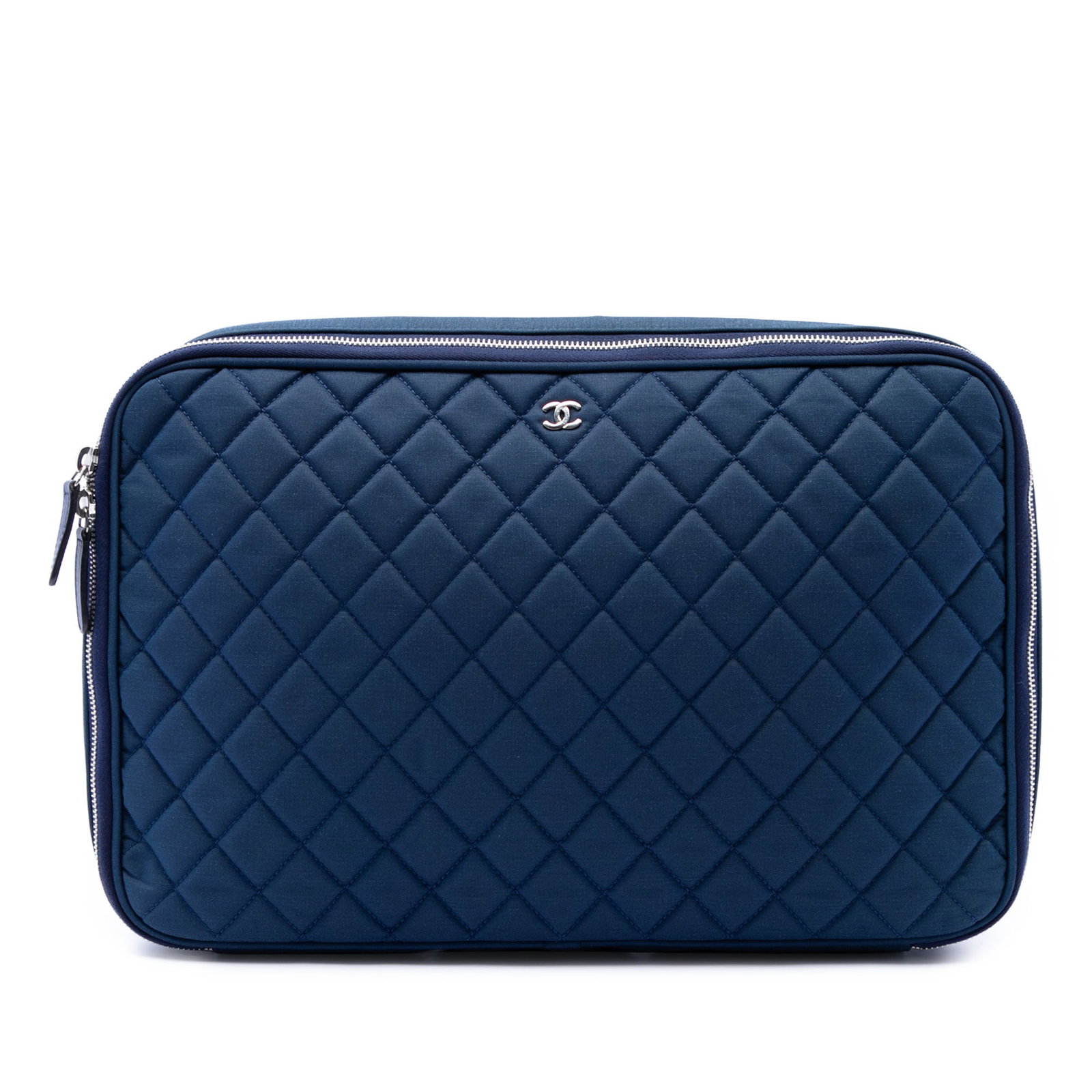 Chanel CC Quilted Nylon Laptop Sleeve Blue (1 of 6)