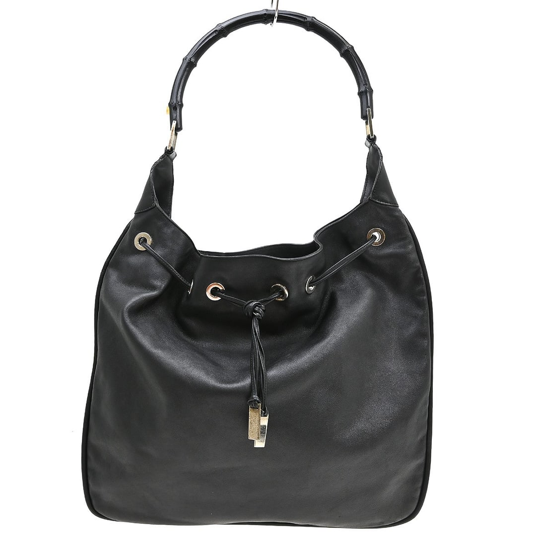 Gucci Bamboo Medium Top Handle Bag Black Leather Italy: Gucci Bamboo Medium Top Handle Bag Black Leather Italy Gucci Bamboo handbag in black leather with a top handle style. It is a vintage medium-sized bag made in Italy and features bamboo details. The ba