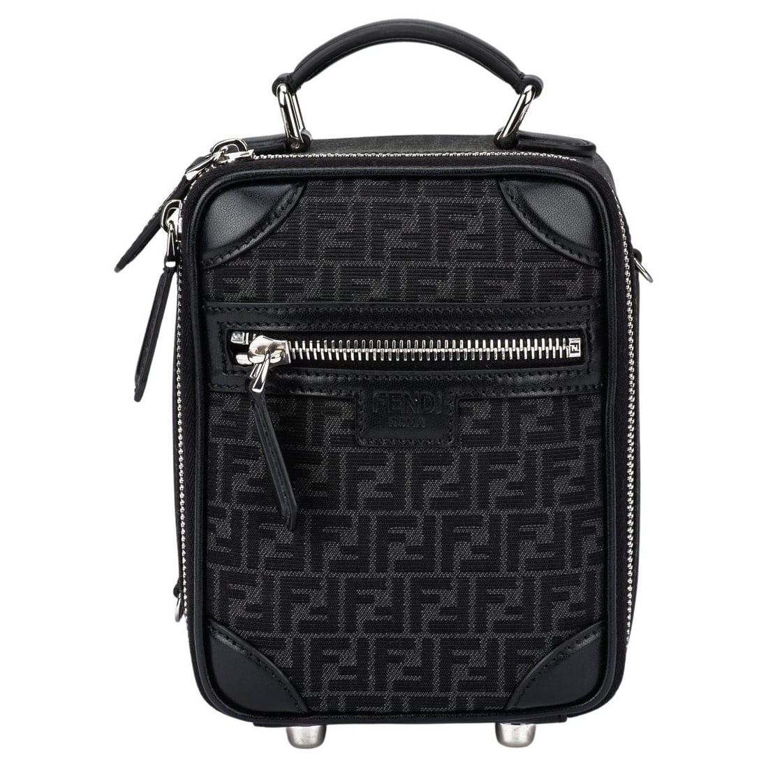 Fendi Mini Travel Shoulder Bag with FF Logo: Fendi Mini Travel Shoulder Bag with FF Logo Introducing the Fendi Shoulder Travel Bag, a stylish accessory for the modern traveler. This mini travel shoulder bag features the iconic FF motif printed o