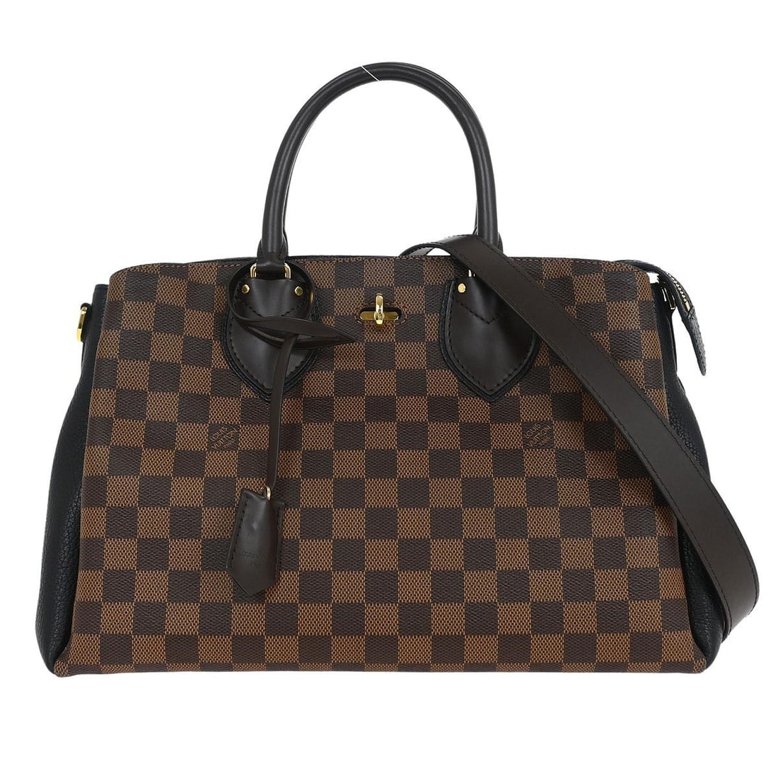 Louis Vuitton Normandy Damier Canvas Tote with Shoulder Strap N41487: Louis Vuitton Normandy Damier Canvas Tote with Shoulder Strap N41487 Louis Vuitton Normandy 2-way shoulder tote handbag in brown Ebene Damier canvas with leather trim. This medium unisex bag features 