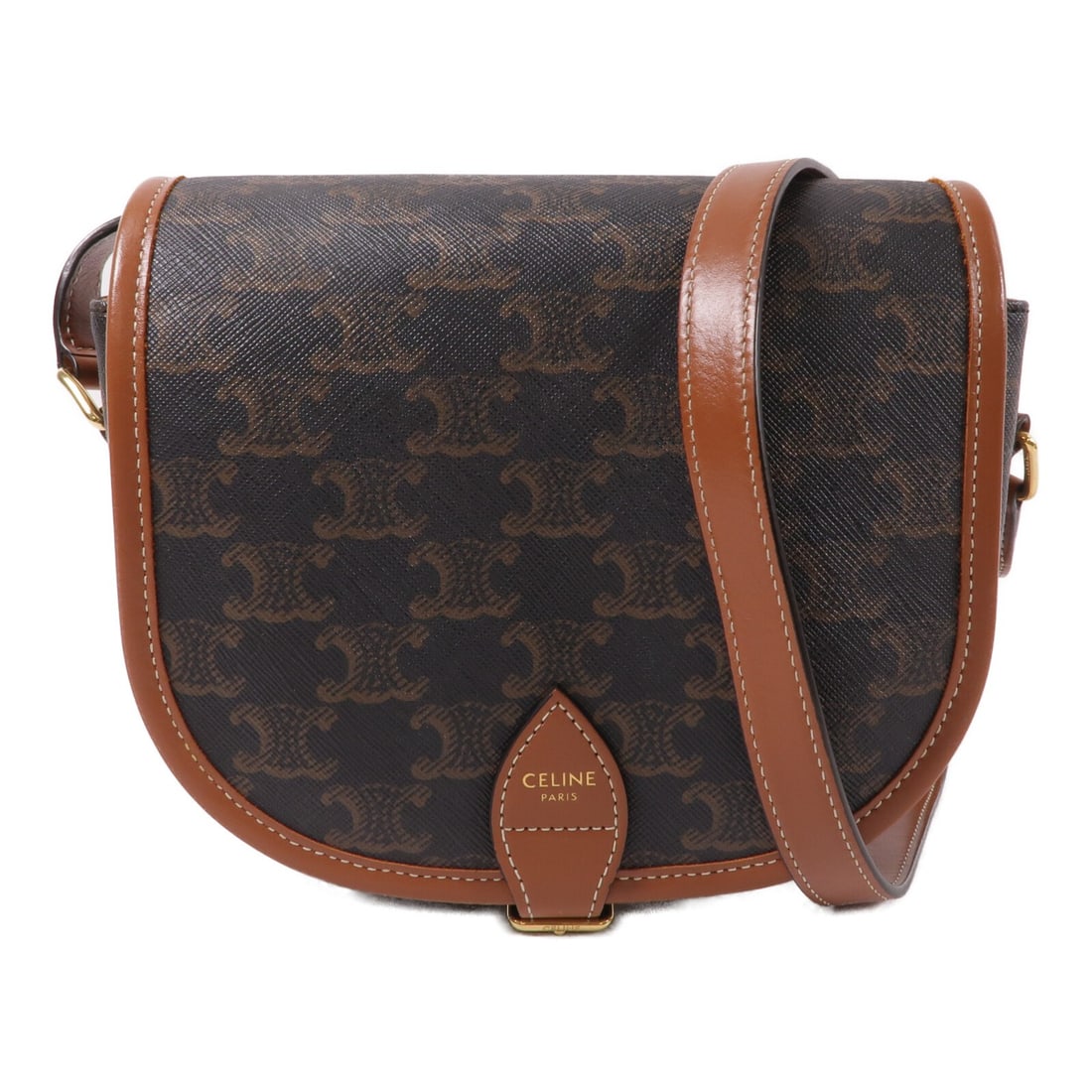 CELINE Folco Brown PVC Coated Canvas Shoulder Bag 191502BZJ (1 of 14)
