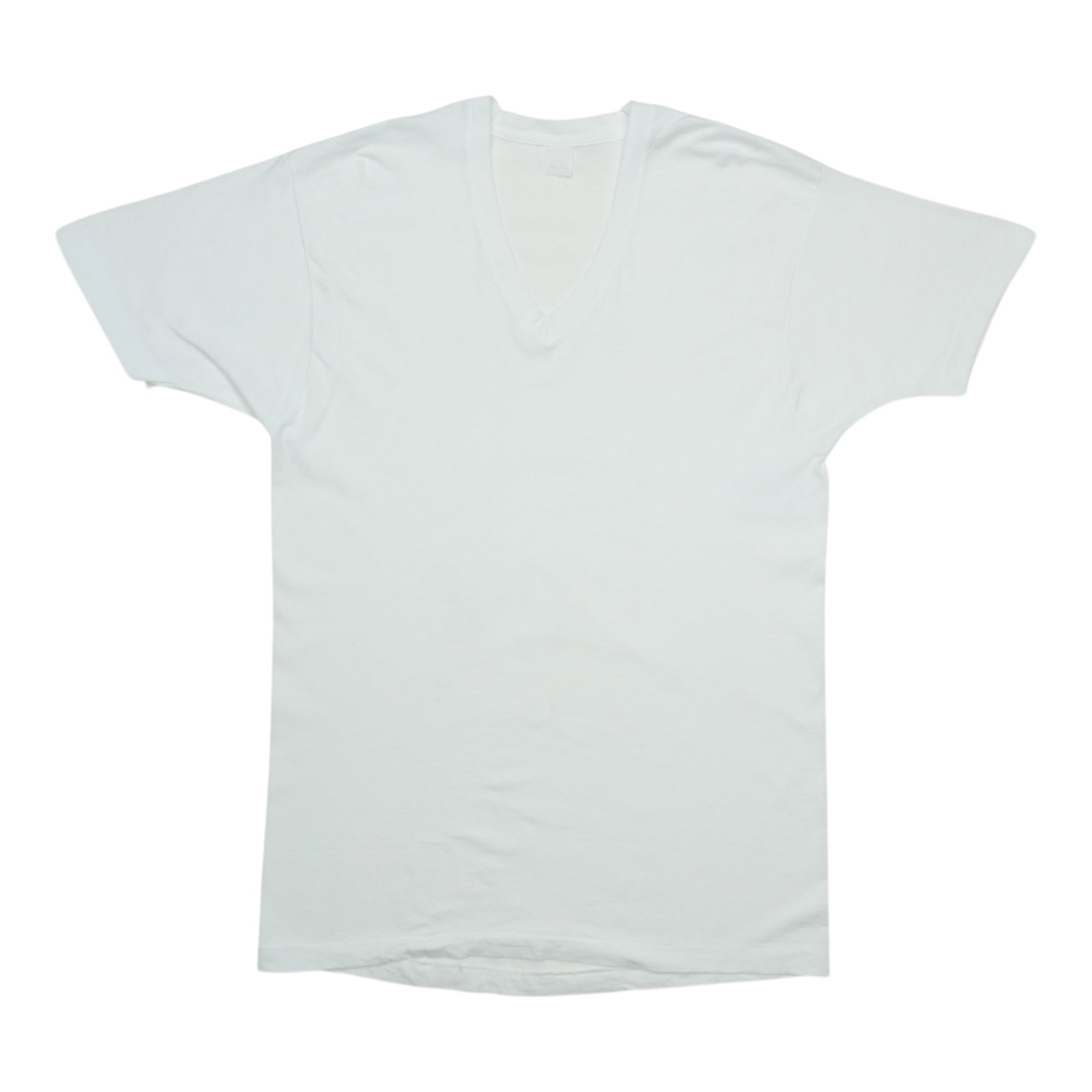 FOTL 1980s White Cotton V Neck Vintage Shirt (1 of 3)