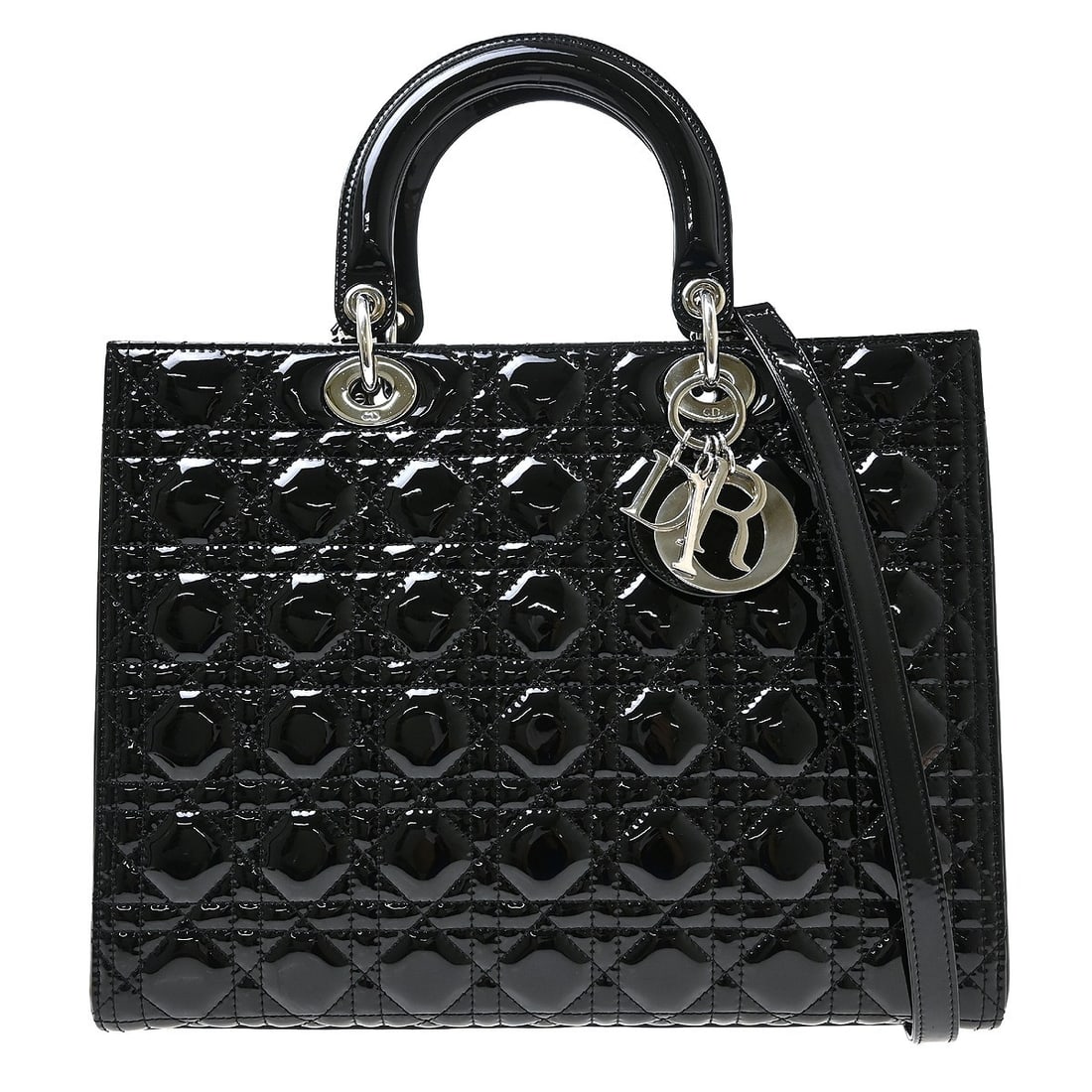 Christian Dior Lady Dior patent leather handbag black: Christian Dior Lady Dior patent leather handbag black Christian Dior Lady Dior handbag in black patent leather. Made in Italy, this piece is presented in very good condition. Specifications Brand: Chr
