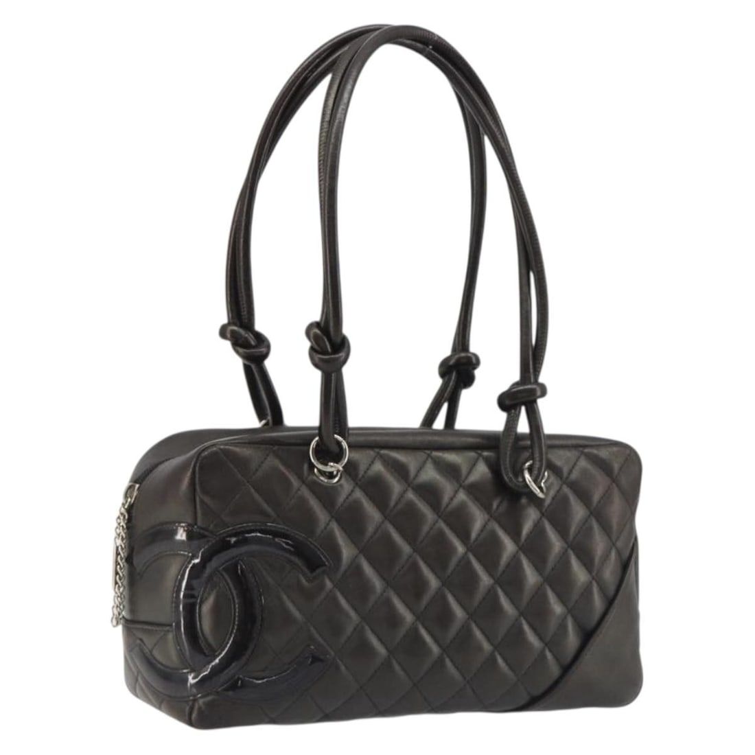 CHANEL Cambon Line Bowling Hand Bag Dark Brown Leather: CHANEL Cambon Line Bowling Hand Bag Dark Brown Leather Chanel Cambon Line Matelasse bowling bag in dark brown leather. This women's handbag was made in France and features a compact structured silhoue