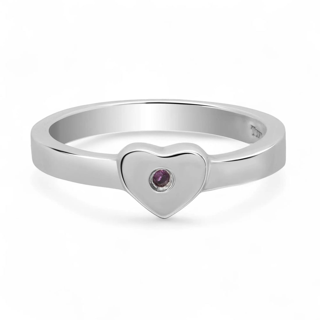 Tiffany & Co. Paloma Picasso Ruby Heart Pinky Ring 925 Sterling Silver: Tiffany & Co. Paloma Picasso Ruby Heart Pinky Ring 925 Sterling Silver This exquisite Tiffany & Co. Paloma Picasso Modern Heart Ring is crafted from 925 sterling silver, showcasing a captivating round