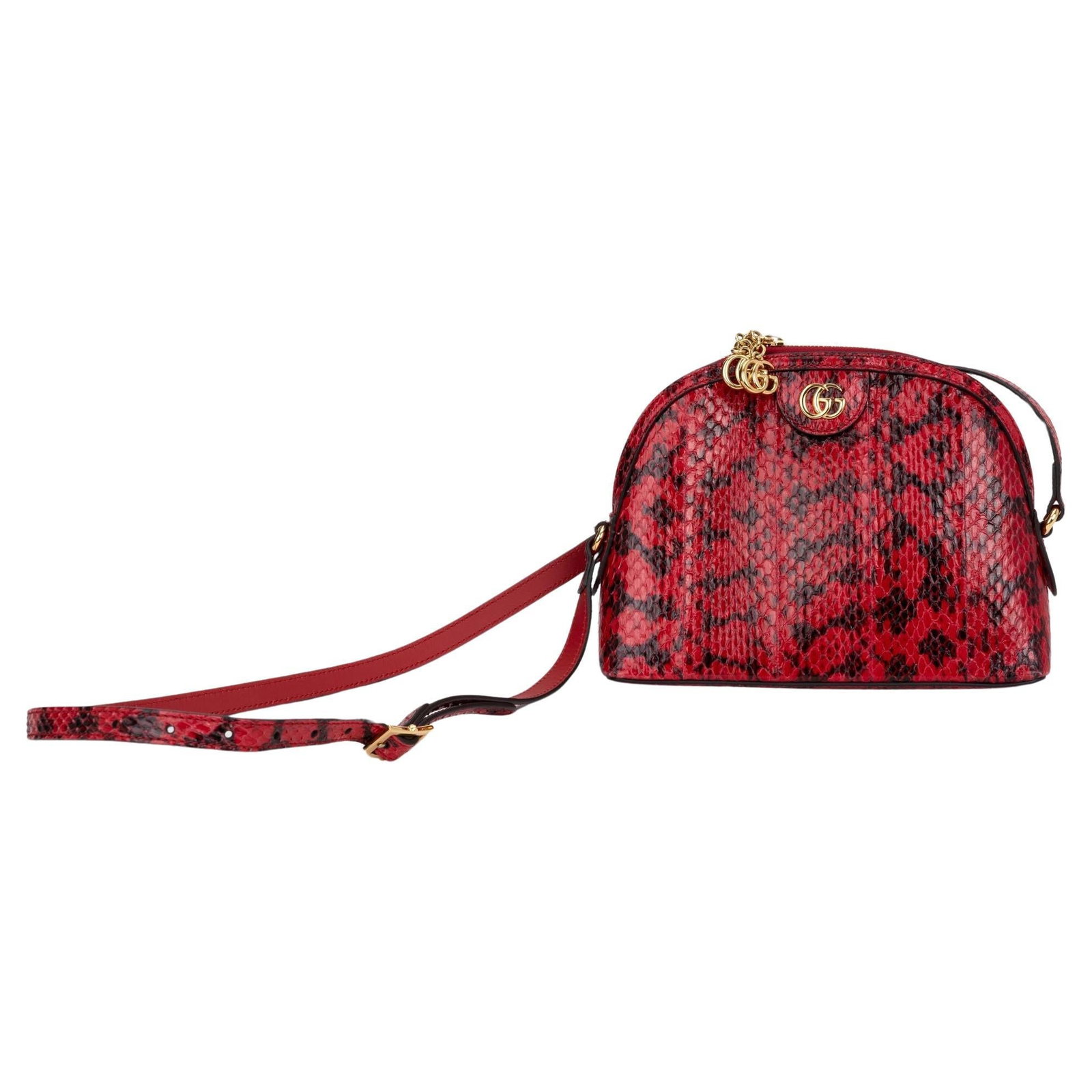 Gucci Red Water Snake Leather Cross Body Bag with Dust Cover: Gucci Red Water Snake Leather Cross Body Bag with Dust Cover Introducing a stunning red cross body bag from Gucci, expertly crafted from luxurious water snake leather. This versatile piece can be worn