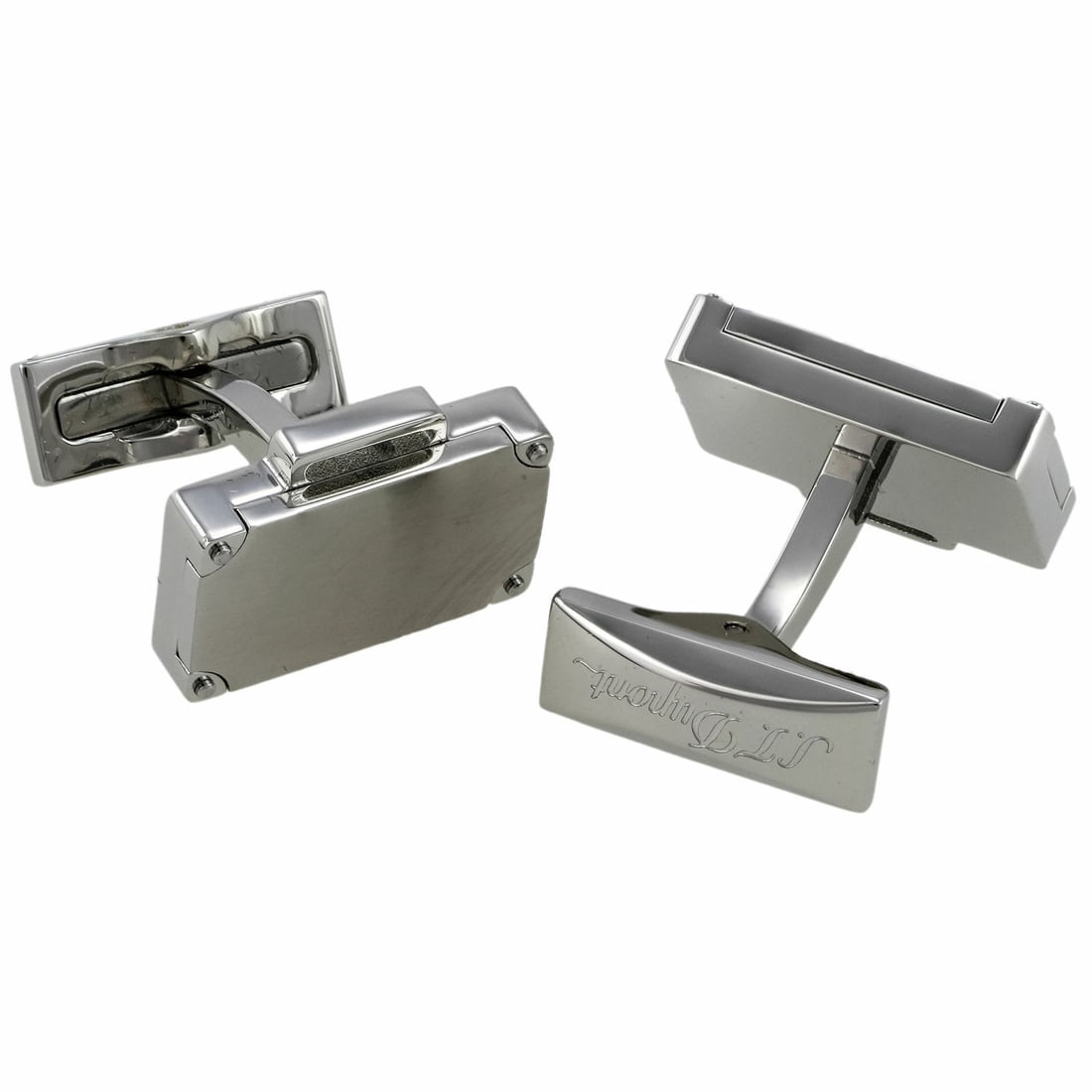 S.T. Dupont Brushed Stainless Steel Men's Cufflinks 005762 (1 of 1)
