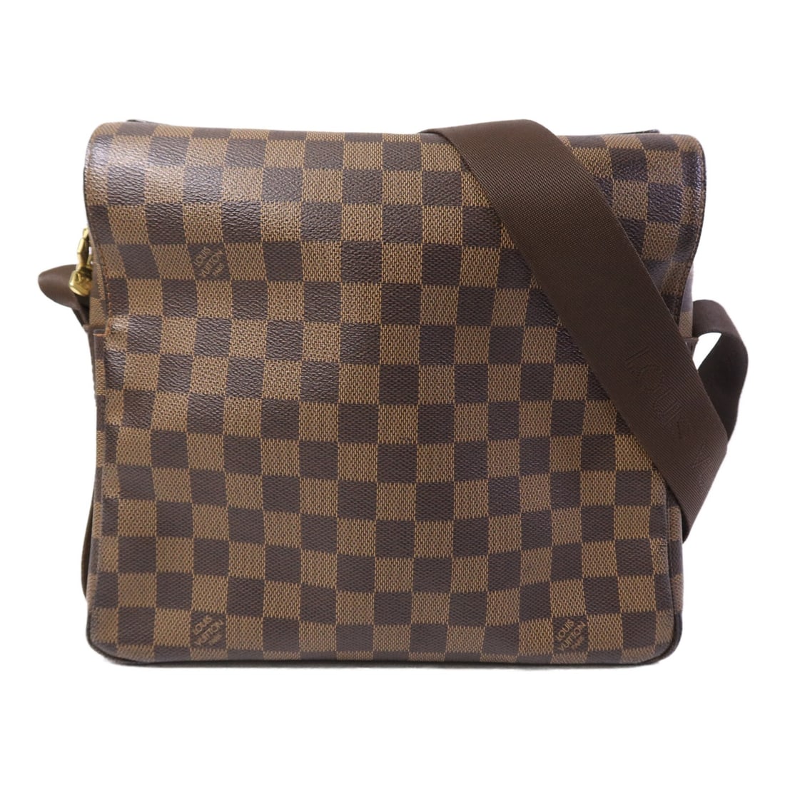 Louis Vuitton Naviglio N45255 Damier Brown Shoulder Bag: Louis Vuitton Naviglio N45255 Damier Brown Shoulder Bag Louis Vuitton Naviglio shoulder messenger bag in brown Damier PVC coated canvas with gold-tone hardware. It features a shoulder strap with an ad