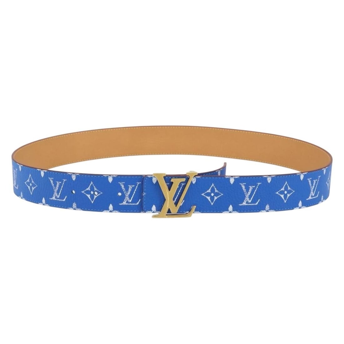Louis Vuitton M8460 40mm Monogram Canvas Belt Blue Initials: Louis Vuitton M8460 40mm Monogram Canvas Belt Blue Initials Louis Vuitton women's belt in Monogram Canvas with a Monogram/Blue colorway. The belt has a width of 1.6 inches (4 cm) and an approximate ad