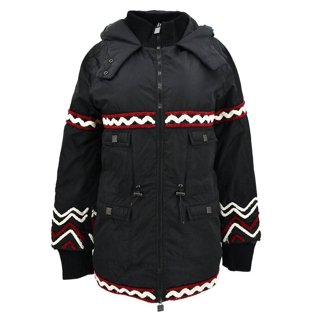 CHANEL Sport Line Hooded Zip Jacket Black Size 38 (1 of 10)