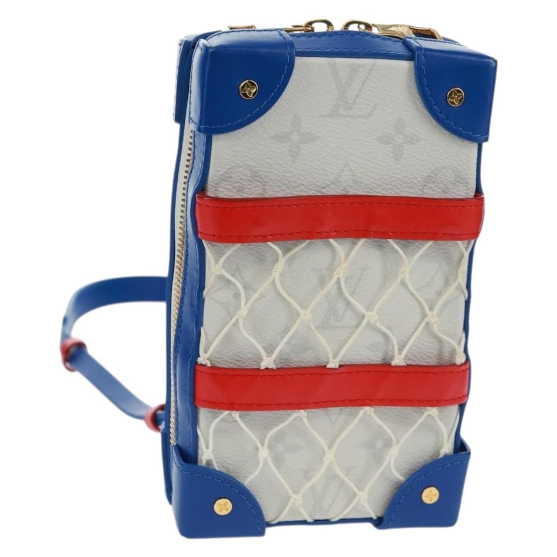 Louis Vuitton M80101 LVxNBA Soft Trunk Phone Box Shoulder Bag: Louis Vuitton M80101 LVxNBA Soft Trunk Phone Box Shoulder Bag Louis Vuitton Monogram LVxNBA Soft Trunk Phone Box shoulder bag in white Monogram canvas. This compact women's bag includes a dust bag and