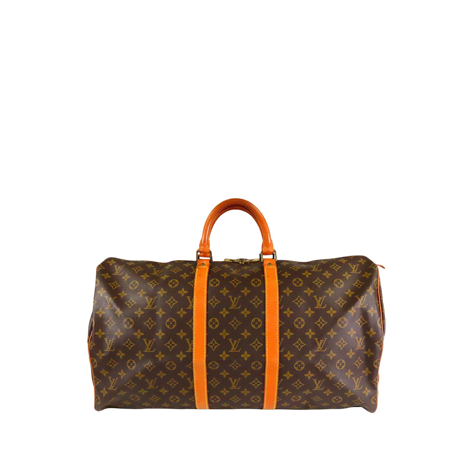 Louis Vuitton Keepall 55 Monogram Canvas Travel Bag: Louis Vuitton Keepall 55 Monogram Canvas Travel Bag Louis Vuitton Monogram Keepall 55 travel bag crafted with a monogram canvas body, vachetta leather trim, rolled vachetta leather handles, and a top 