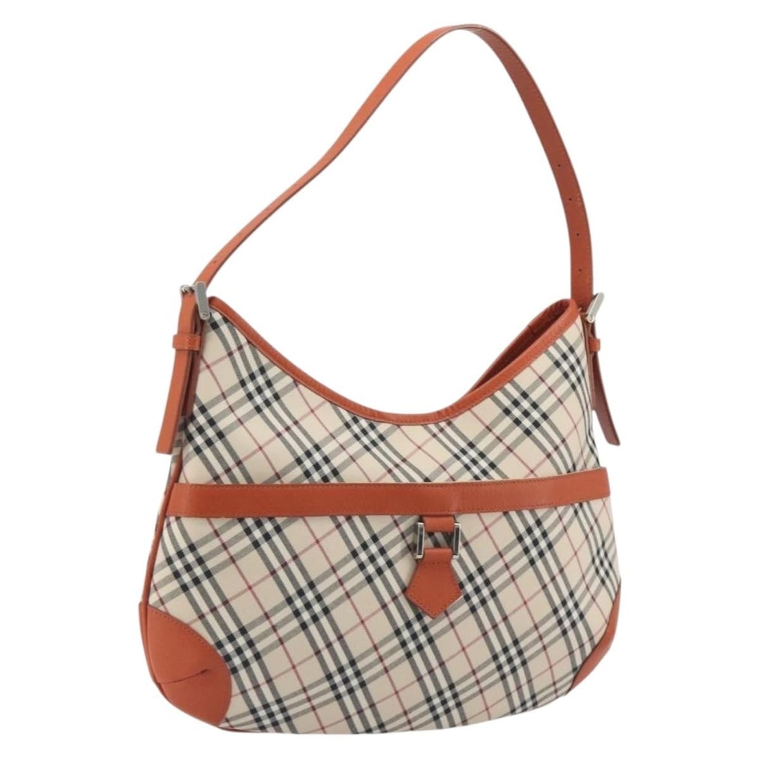 BURBERRY Nova Check Canvas Shoulder Bag Beige Orange: BURBERRY Nova Check Canvas Shoulder Bag Beige Orange Authentic Burberry Nova Check shoulder bag in beige and orange canvas. This women's shoulder bag is made in Italy and features an adjustable should