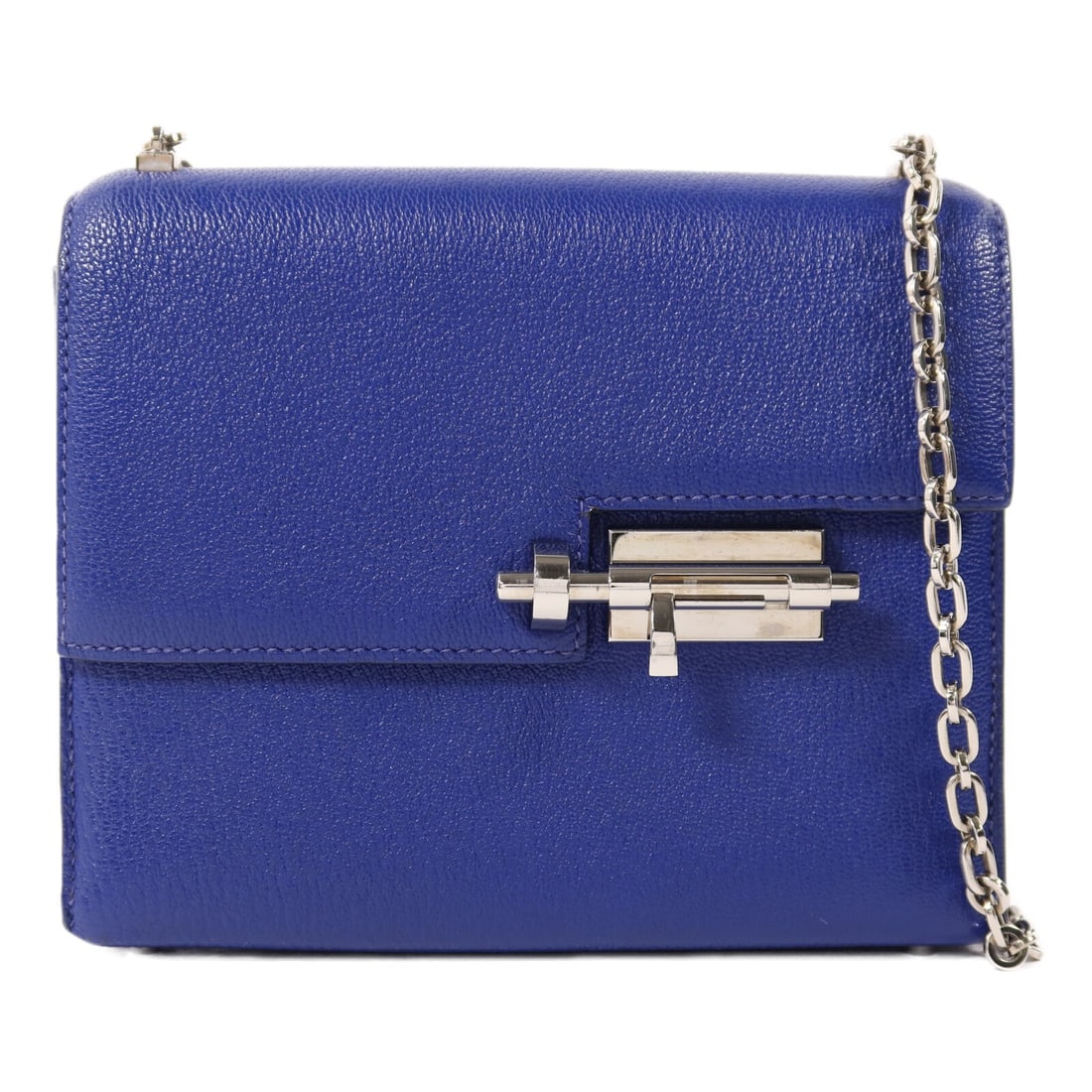 Hermes Verrou Mini Shoulder Bag Bleu Electrique Chevre PHW: Hermes Verrou Mini Shoulder Bag Bleu Electrique Chevre PHW Hermes Verrou Mini chain shoulder bag in Bleu Electrique Chevre goatskin leather. This women's shoulder bag is made in France and features pa