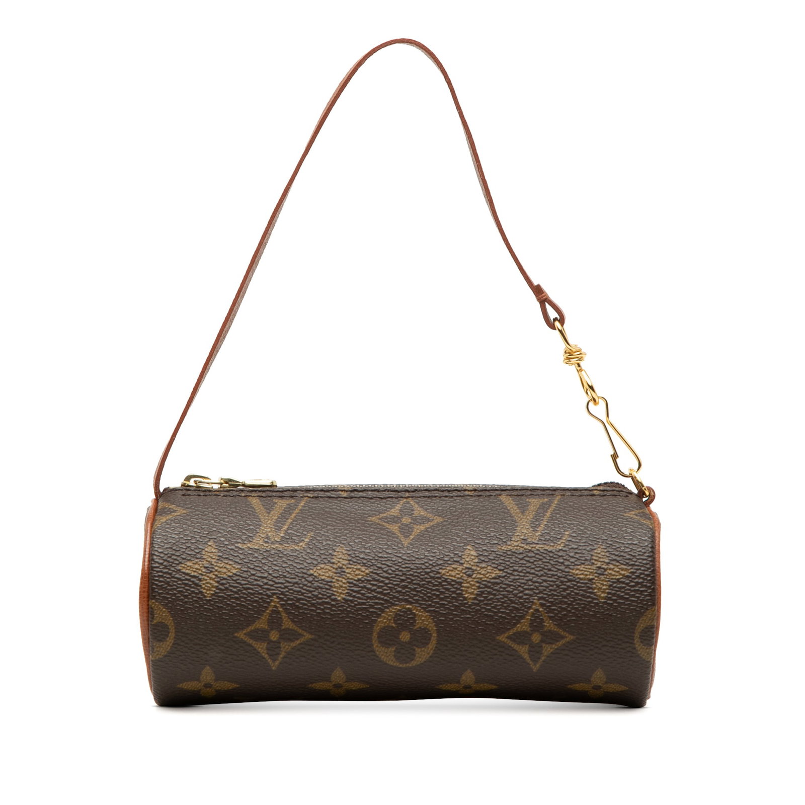 Louis Vuitton Monogram Papillon Pochette Brown Canvas Bag: Louis Vuitton Monogram Papillon Pochette Brown Canvas Bag Louis Vuitton Monogram Papillon Pochette crafted with a monogram canvas body, leather trim, a flat leather strap, and a top zip closure. Made 